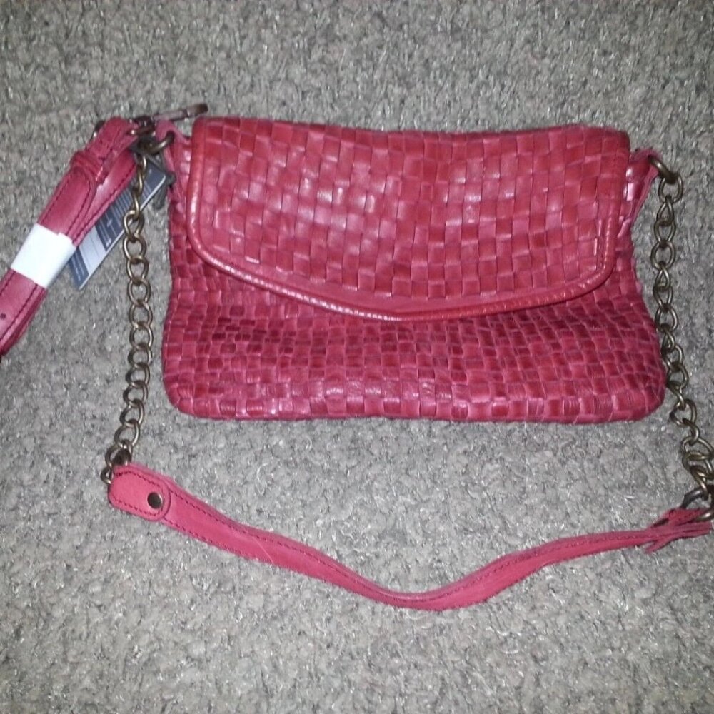 VALENTINA-Red Woven Leather-Crossbody/Shoulder Straps-AUTHENTIC-NWT-Gorgeous